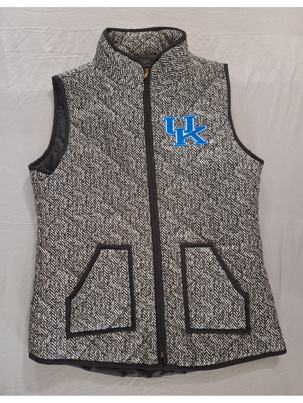 Womens Size L Kentucky Wildcats NCAA Puffer Vest Gameday Couture Gold Zipper